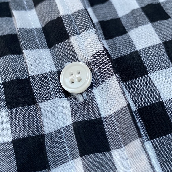J. Crew Factory Check Tie Hem Button Down Shirt 💗 Black & White - Picture 11 of 13